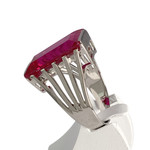Bague d'occasion or 750 blanc rubis synthétique - vue 2