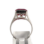 Bague d'occasion or 750 blanc rubis synthétique - vue 3