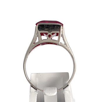 Bague d'occasion or 750 blanc rubis synthétique