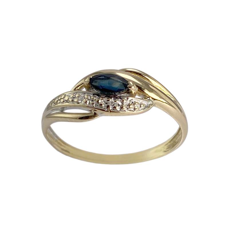 Bague d'occasion  or 750 2 tons diamants et saphir - vue 1