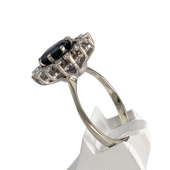 Bague d'occasion or 750 blanc diamants et saphir