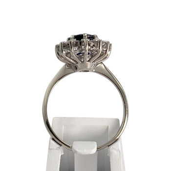 Bague d'occasion or 750 blanc diamants et saphir