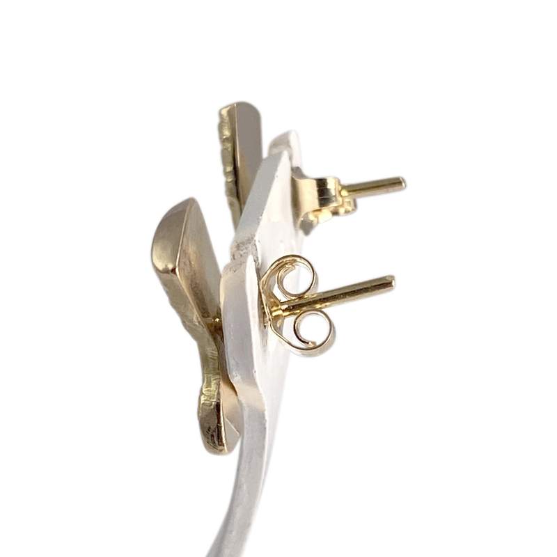 Boucles d'oreilles d'occasion or 750 jaune motif Africain - vue 2