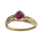 Tweedehands ring van 750 geelgoud met robijn - afbeelding 1