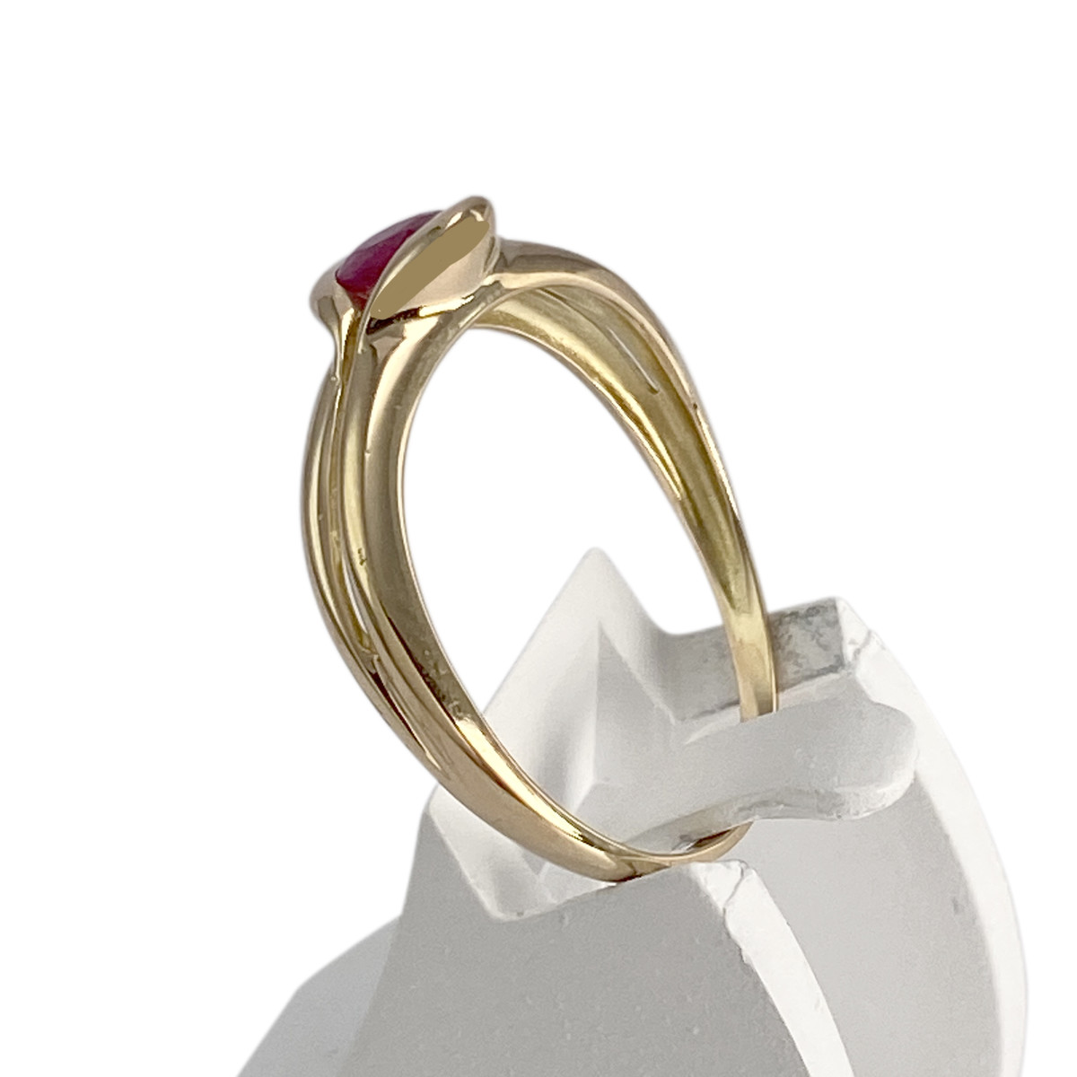 Tweedehands goud 750 gele robijn ring - bekijk 2