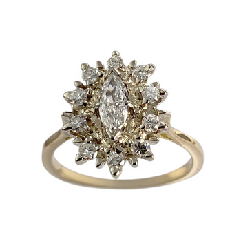 Bague d'occasion 2 ors 750 fleur diamants
