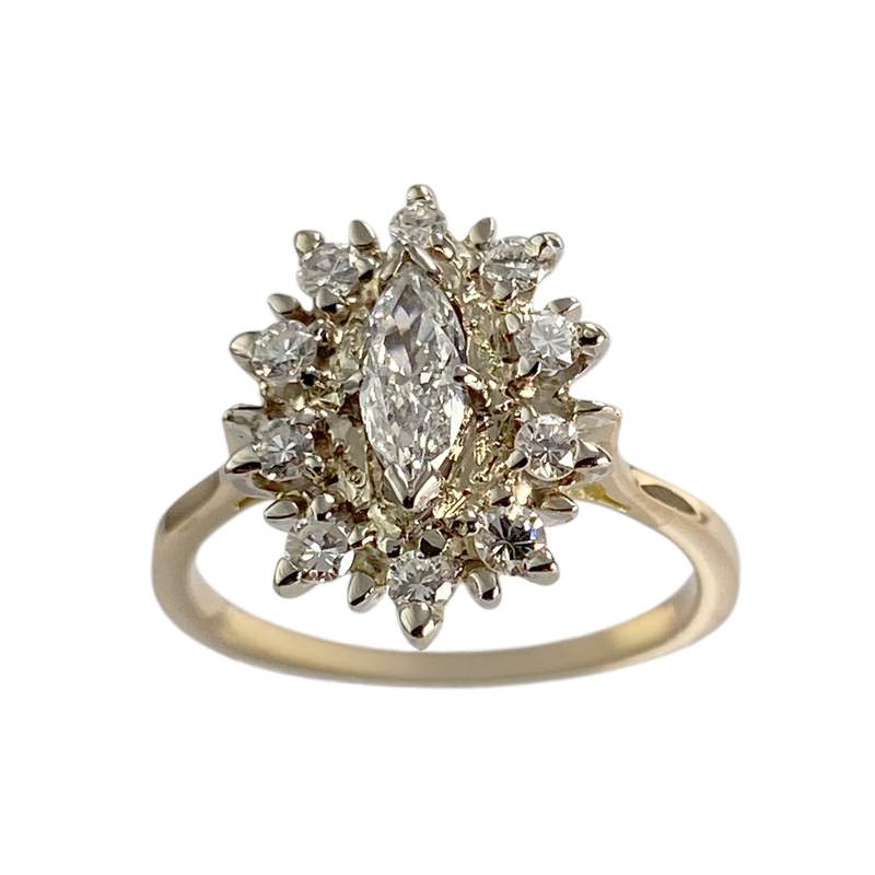 Bague d'occasion 2 ors 750 fleur diamants - vue 1