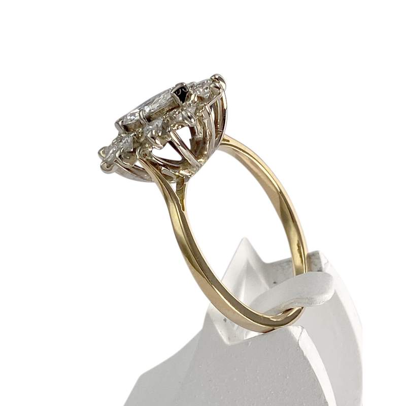 Bague d'occasion 2 ors 750 fleur diamants - vue 2