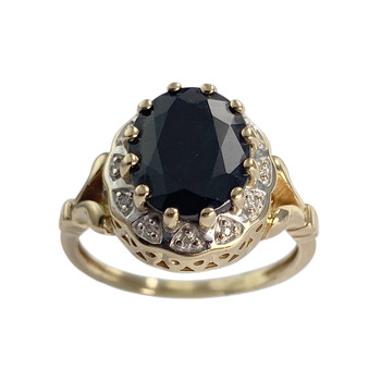 Bague d'occasion  or 750 2 tons diamants saphir
