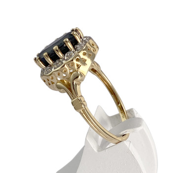 Bague d'occasion  or 750 2 tons diamants saphir