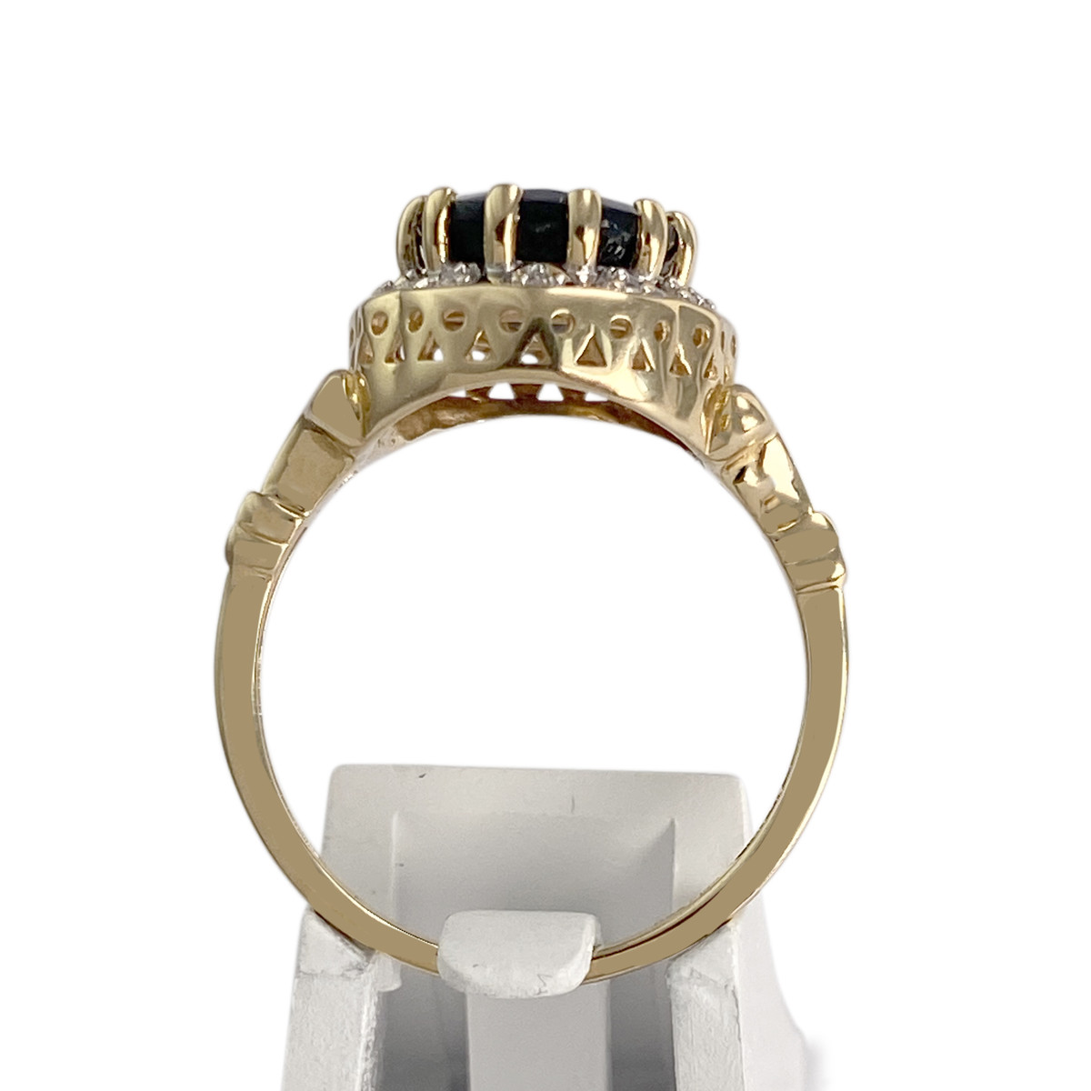 Bague d'occasion  or 750 2 tons diamants saphir - vue 3