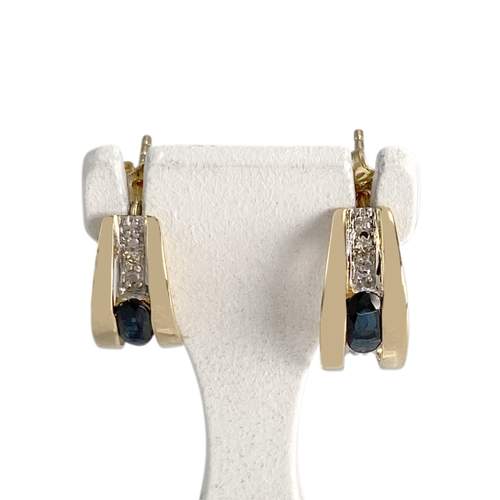 Boucles d'oreilles d'occasion or 750 jaune diamants saphirs