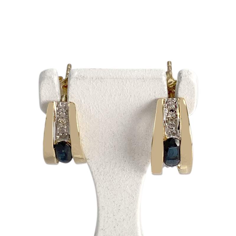 Boucles d'oreilles d'occasion or 750 jaune diamants saphirs - vue 1