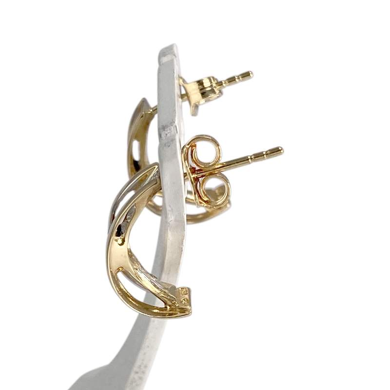 Boucles d'oreilles d'occasion or 750 jaune diamants saphirs - vue 2