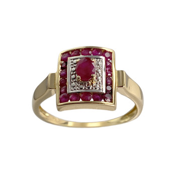 Bague d'occasion  or 750 2 tons rubis