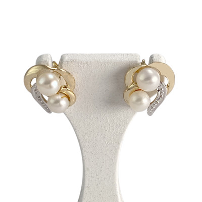 Boucles d'oreilles d'occasion  or 750 2 tons perles de culture