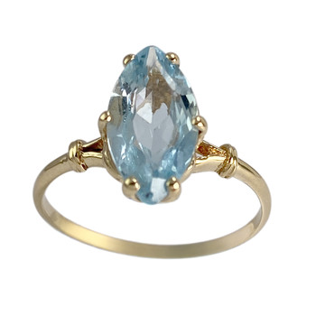 Bague d'occasion or 750 jaune topaze bleue traitée