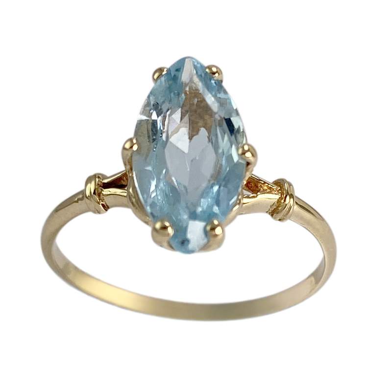 Bague d'occasion or 750 jaune topaze bleue traitée - vue 1