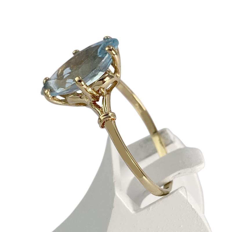 Bague d'occasion or 750 jaune topaze bleue traitée - vue 2