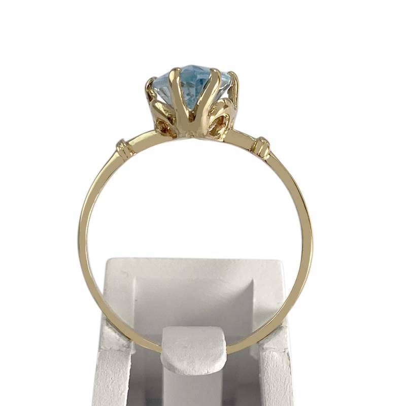Bague d'occasion or 750 jaune topaze bleue traitée - vue 3