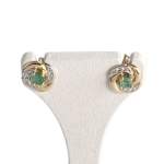 Boucles d'oreilles d'occasion  or 750 2 tons émeraudes - vue 1