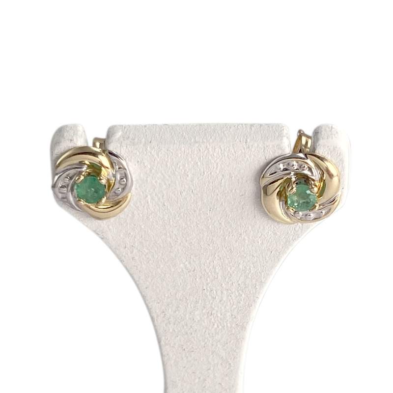 Boucles d'oreilles d'occasion  or 750 2 tons émeraudes - vue 1