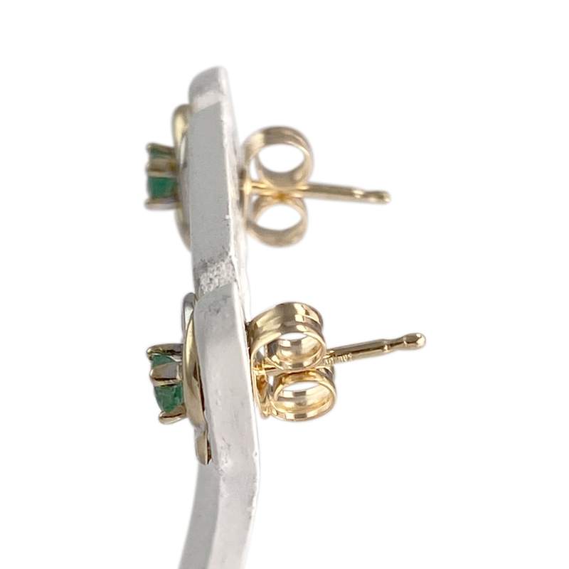 Boucles d'oreilles d'occasion  or 750 2 tons émeraudes - vue 2