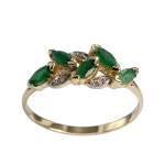 Bague d'occasion  or 750 2 tons émeraudes diamants - vue 1