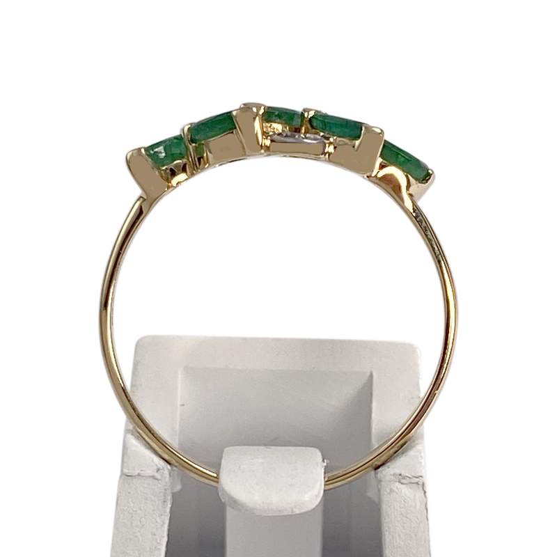 Bague d'occasion  or 750 2 tons émeraudes diamants - vue 3
