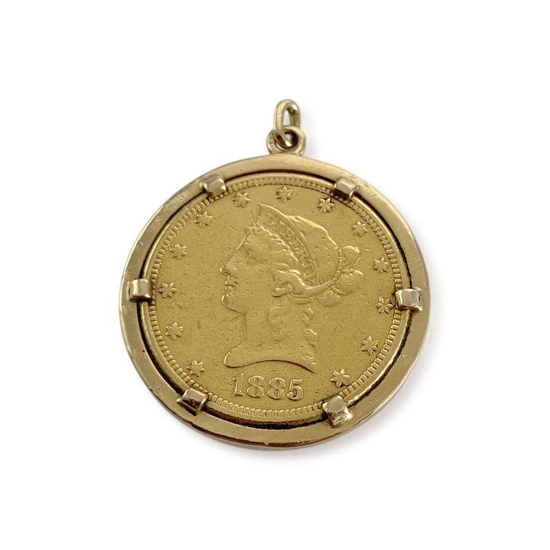 Pendentif d'occasion or 750 jaune porte pièce - vue 1