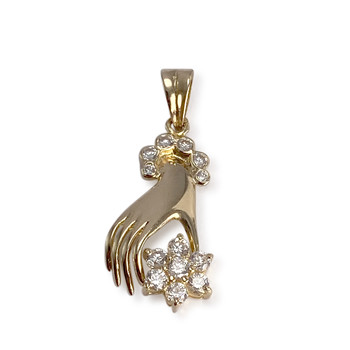 Pendentif d'occasion or 585 jaune zirconias