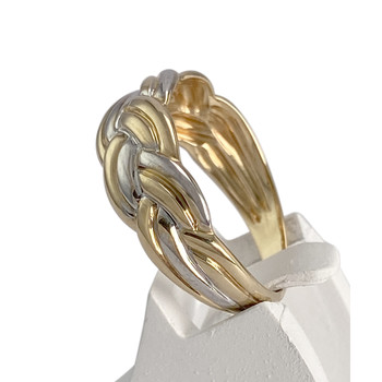 Tweekleurige tweedehands ring van 750 goud