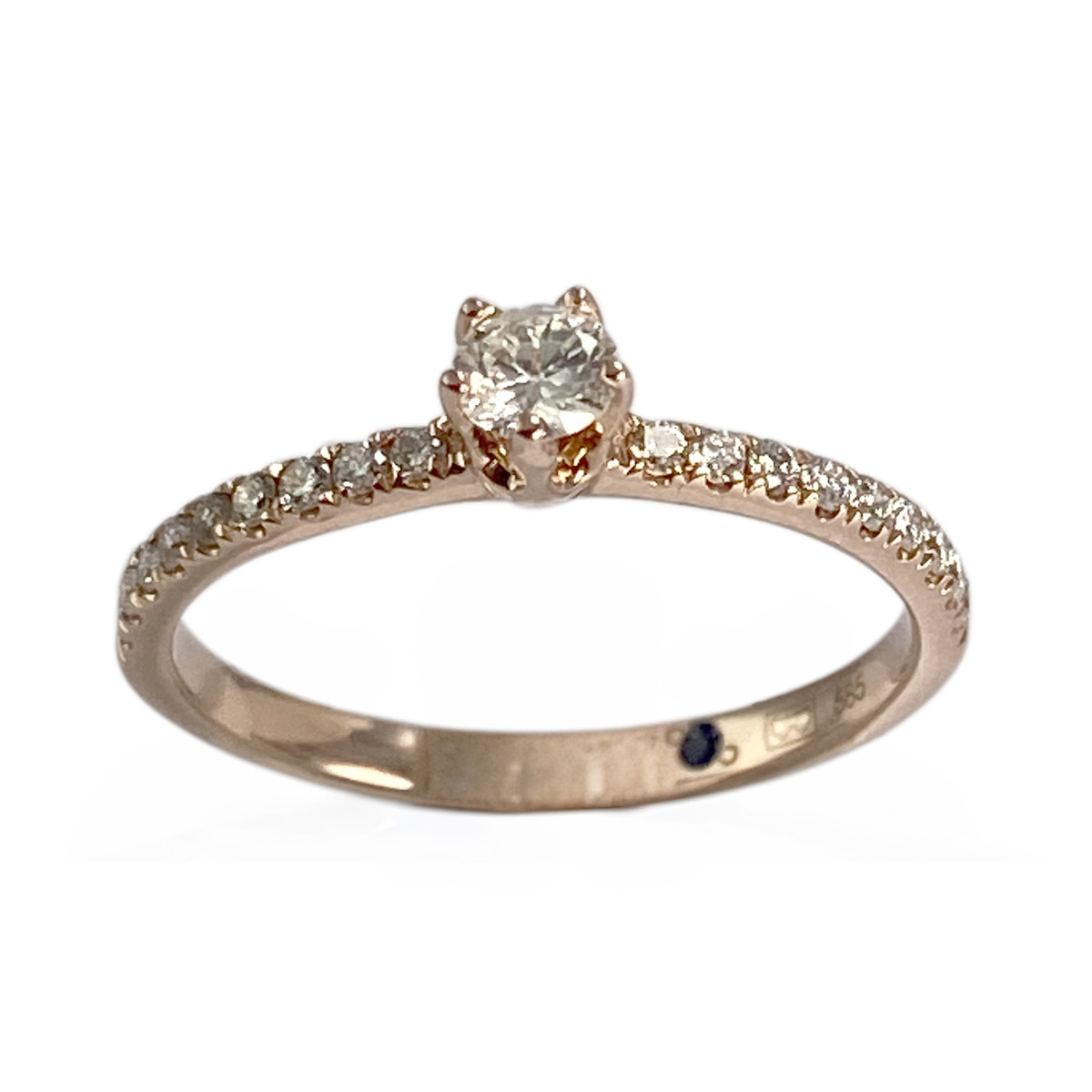 Bague d'occasion or 585 rose diamants saphir