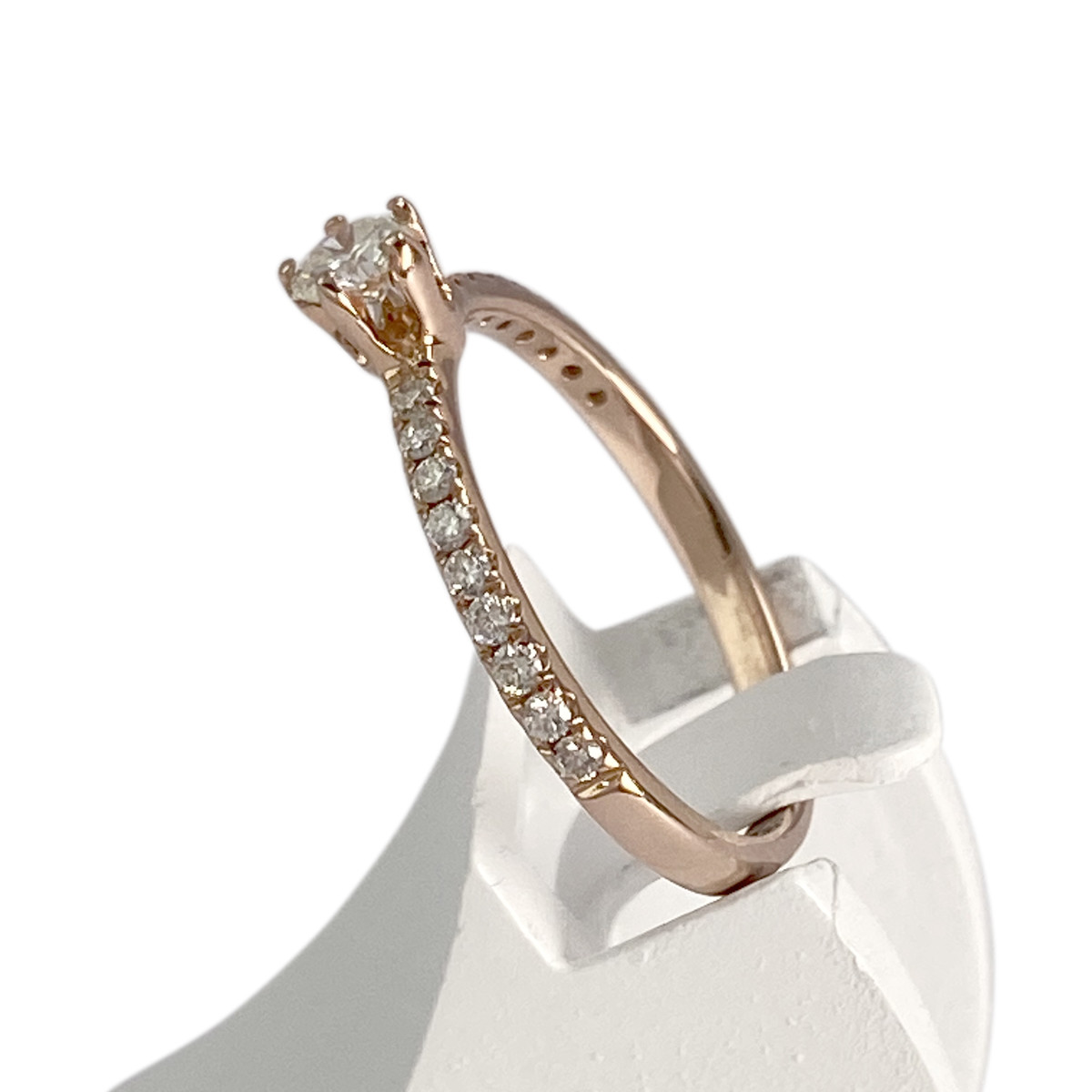 Bague d'occasion or 585 rose diamants saphir - vue 2