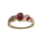 Bague d'occasion  or 750 2 tons rubis diamants - vue 1