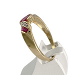 Bague d'occasion  or 750 2 tons rubis diamants - vue 2