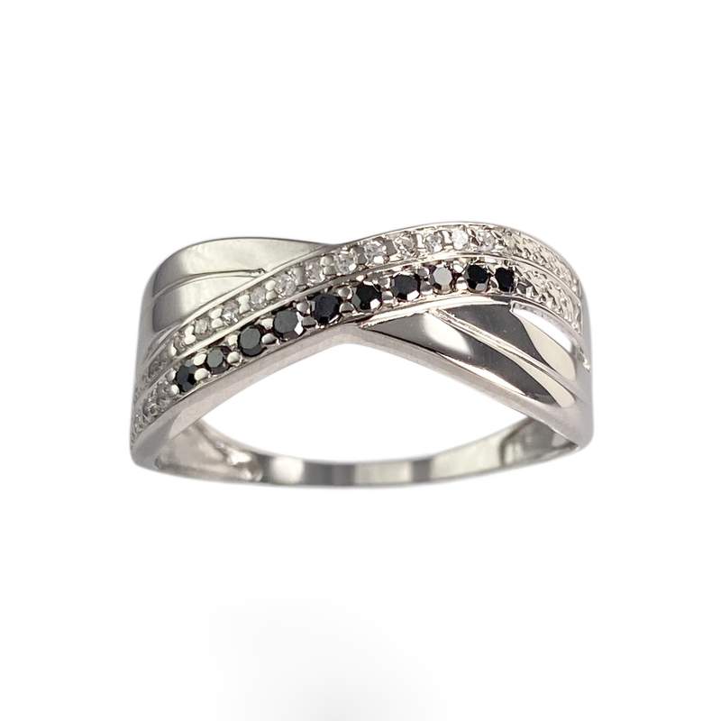 Bague d'occasion or 375 blanc diamants et diamants noir - vue 1