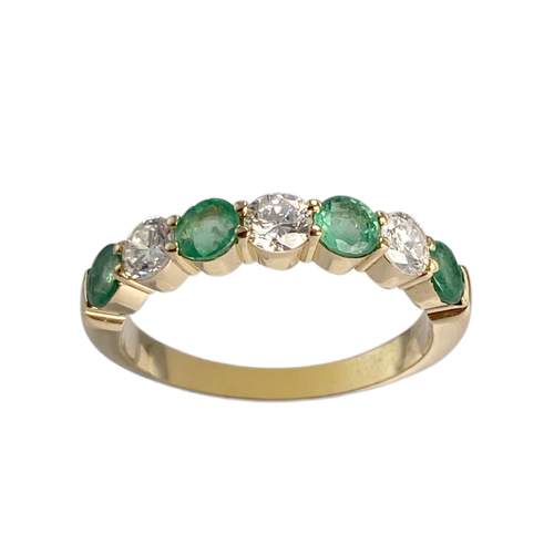 Bague d'occasion or 750 jaune diamants émeraudes