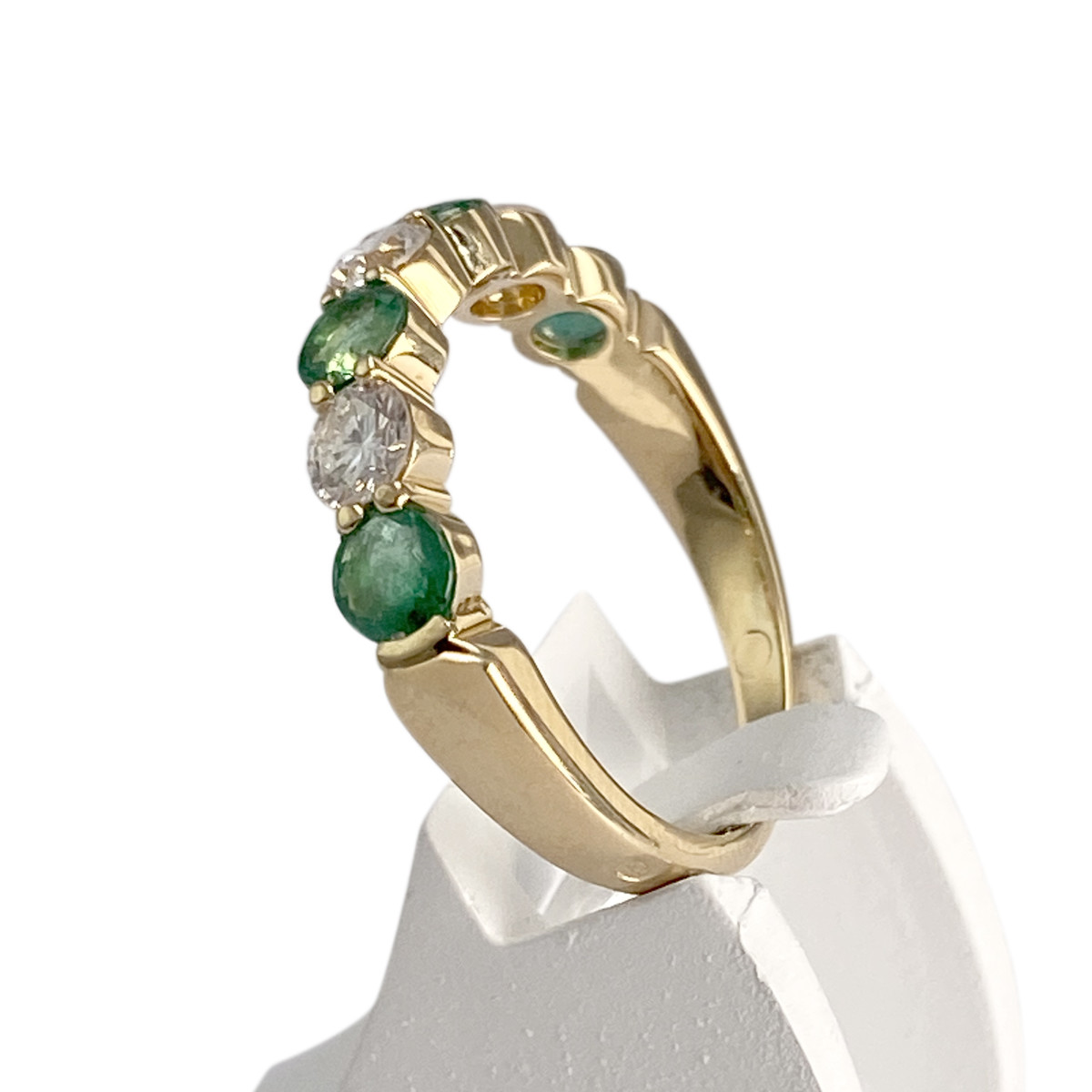 Bague d'occasion or 750 jaune diamants émeraudes - vue 2