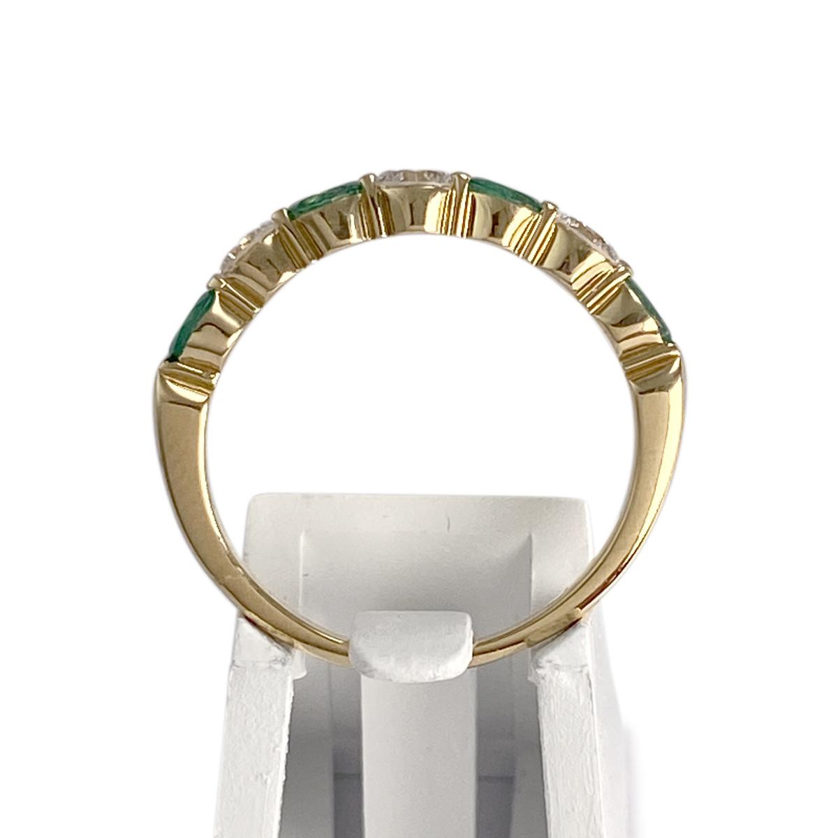 Bague d'occasion or 750 jaune diamants émeraudes - vue 3