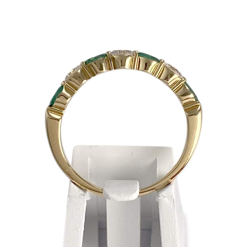 Bague d'occasion or 750 jaune diamants émeraudes - vue 3
