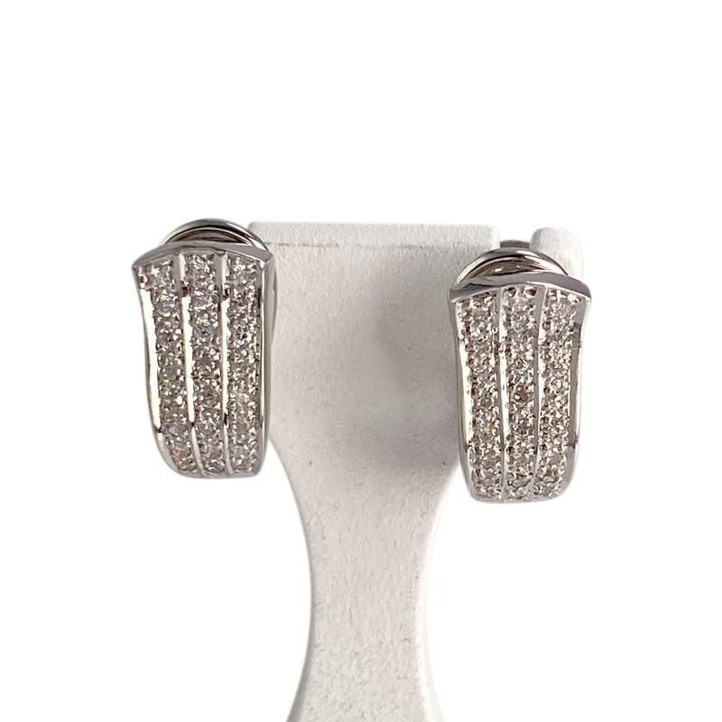 Boucles d'oreilles d'occasion or 750 blanc diamants - vue 1