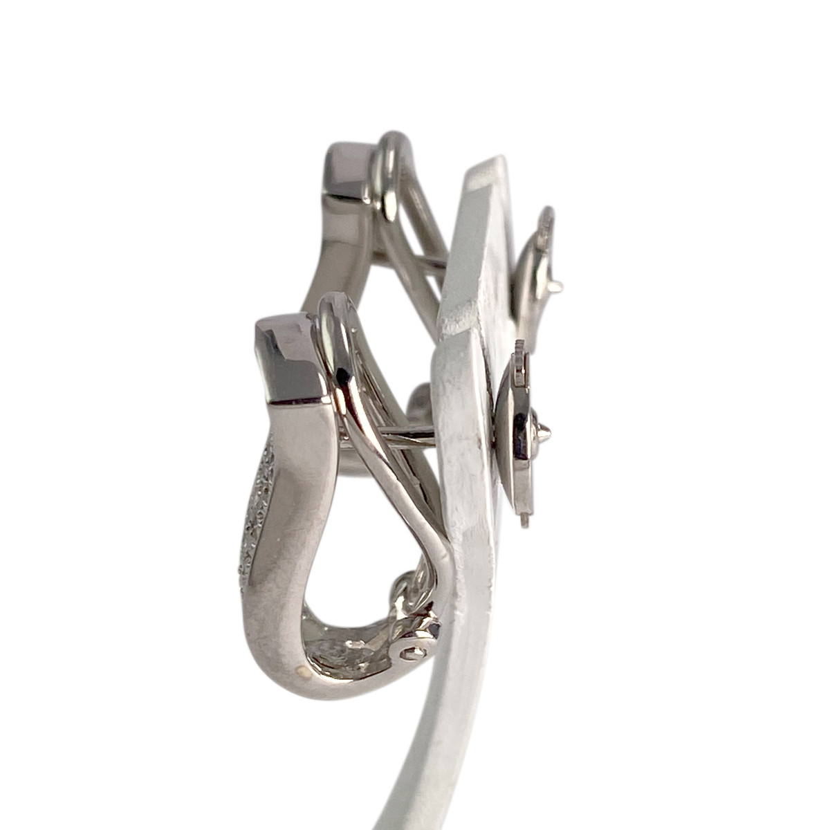 Boucles d'oreilles d'occasion or 750 blanc diamants - vue 2