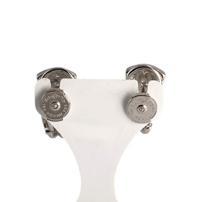 Boucles d'oreilles d'occasion or 750 blanc diamants - vue 3