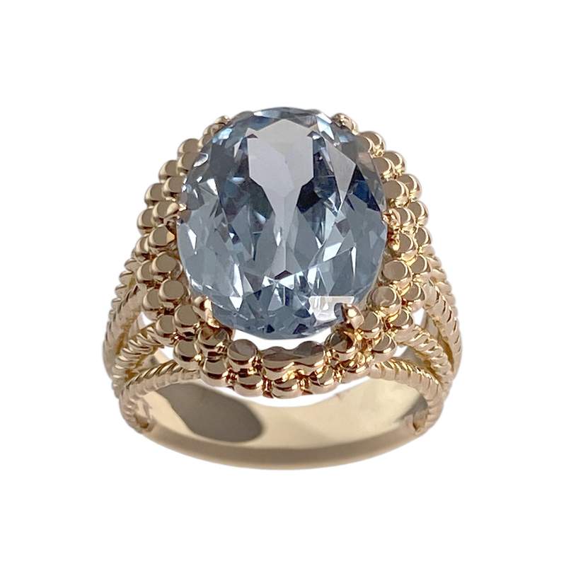 Bague d'occasion or 750 jaune spinelle synthetique - vue 1