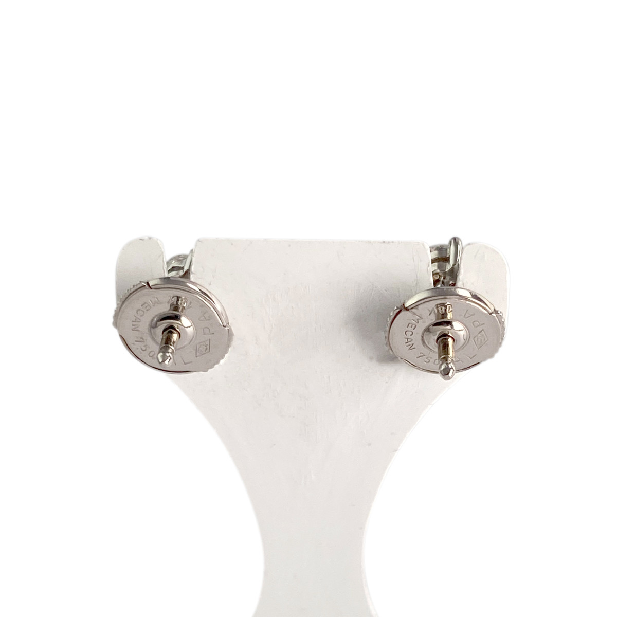 Boucles d'oreilles d'occasion or 750 blanc diamants - vue 3