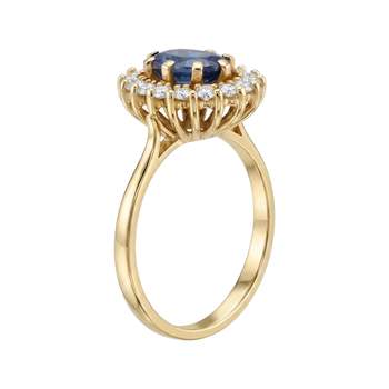 Bague d'occasion or 750 jaune diamants et saphir