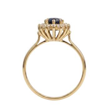 Bague d'occasion or 750 jaune diamants et saphir
