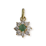 Pendentif d'occasion or 750 jaune zirconias et émeraude - vue 1