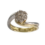 Bague d'occasion 2 ors 750 fleur diamants - vue 1
